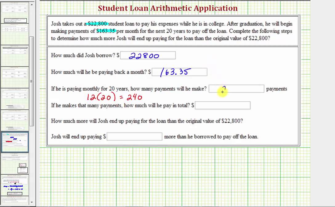 Ex: Determine the Total Cost of a Loan Given Loan Amount and Payments