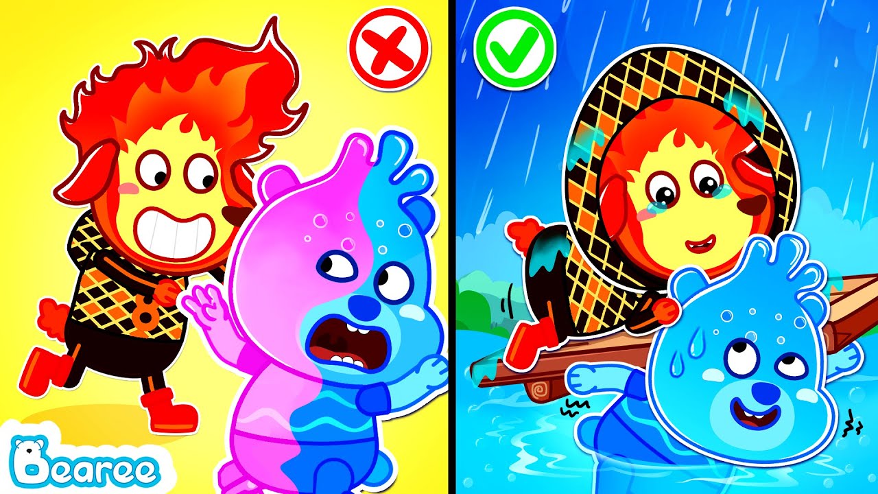 🔥💧 Water Bearee and Fire David Friendship | Don't Bully, Let's Help Each Other! | Bearee Kids Show