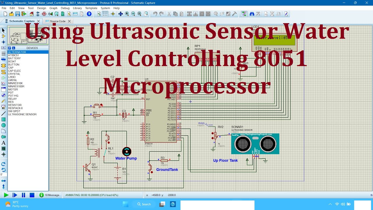 Automatic Water Level Controlling Using Ultrasonic Sensor With 8051 Microprocessor #ultrasonic