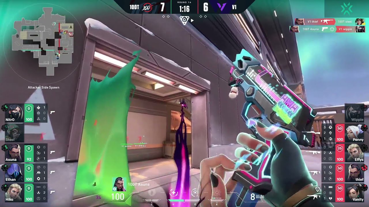 100T Asuna All 48 Kills On ICEBOX vs. Version1 | VCT Stage 3 NA
