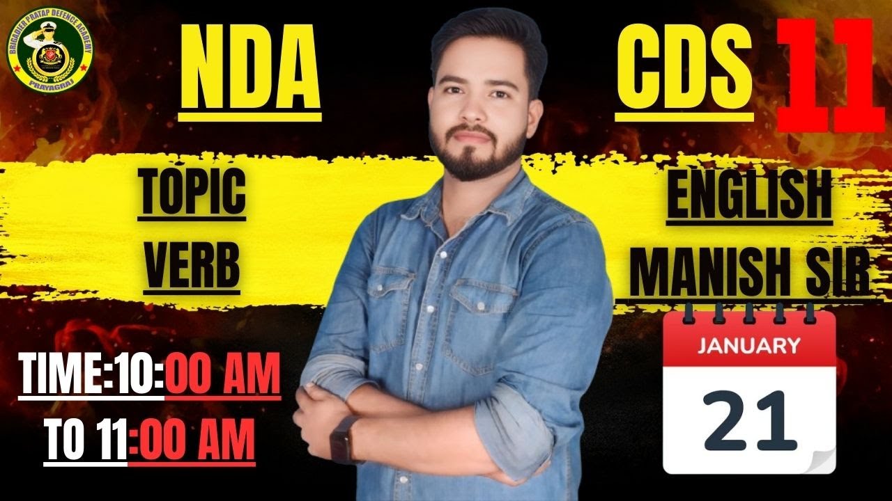 NDA/CDS | ENGLISH | Topic: VERB🔰 Expert faculty | By Manish Sir