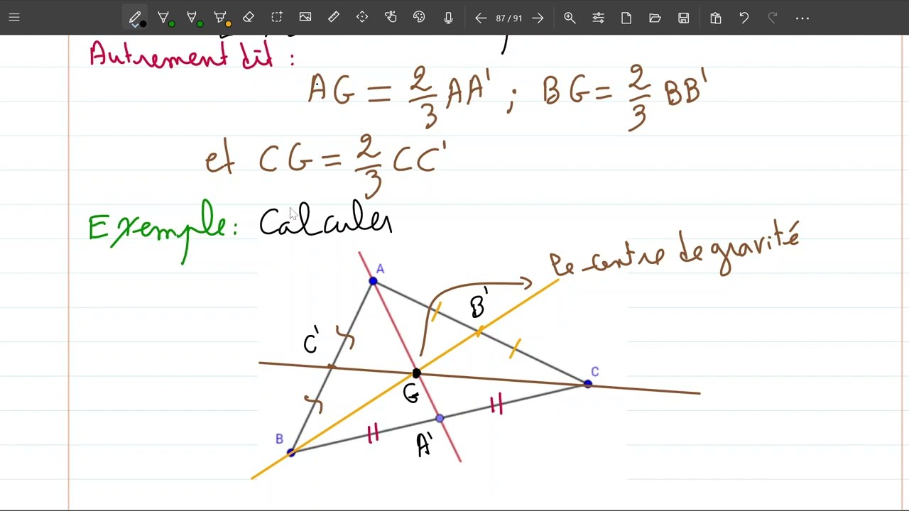 Les droites remarquables d'un triangle-Médianes #2ac    #الثانية_اعدادي