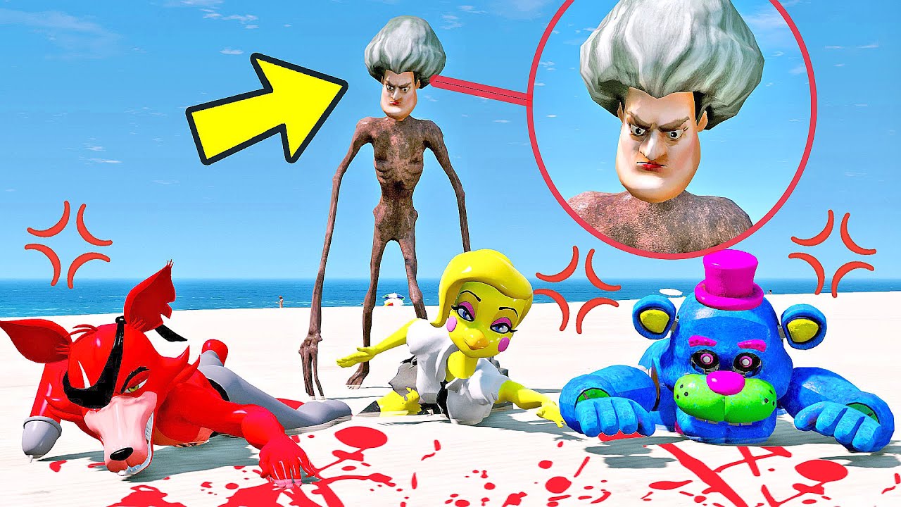 ANIMATRONICS SCARY TEACHER (sirenhead)  CAPTUROU OS ANIMATRONICS? | GTA V Five Nights at Freddy's