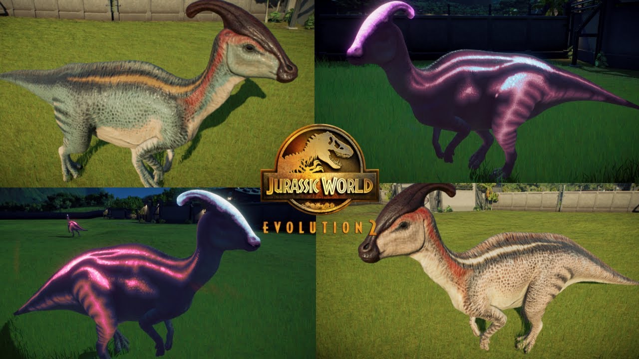 All Parasaurolophus skins ( Lux skins added ) - Jurassic world evolution 2