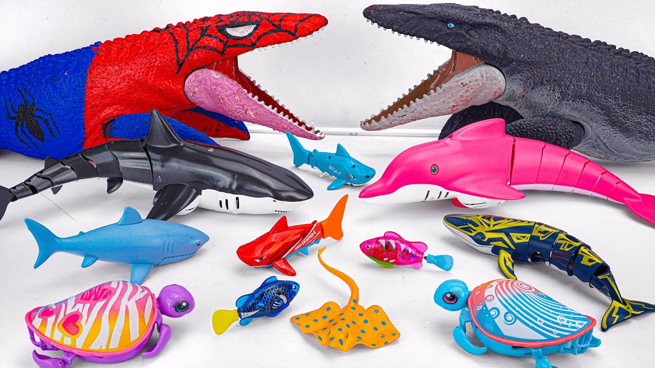 [🦈Toy ASMR🐬] Mosasaurus & RC Dolphin & RC Shark | From Mini to Giant | Satisfying Unboxing