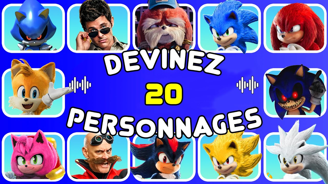 Devinez 20 Personnages De SONIC 3🦔😀Shadow🖤Sonic💙Knuckles❤️Tails💛Sonic The Hedgehog 3😍