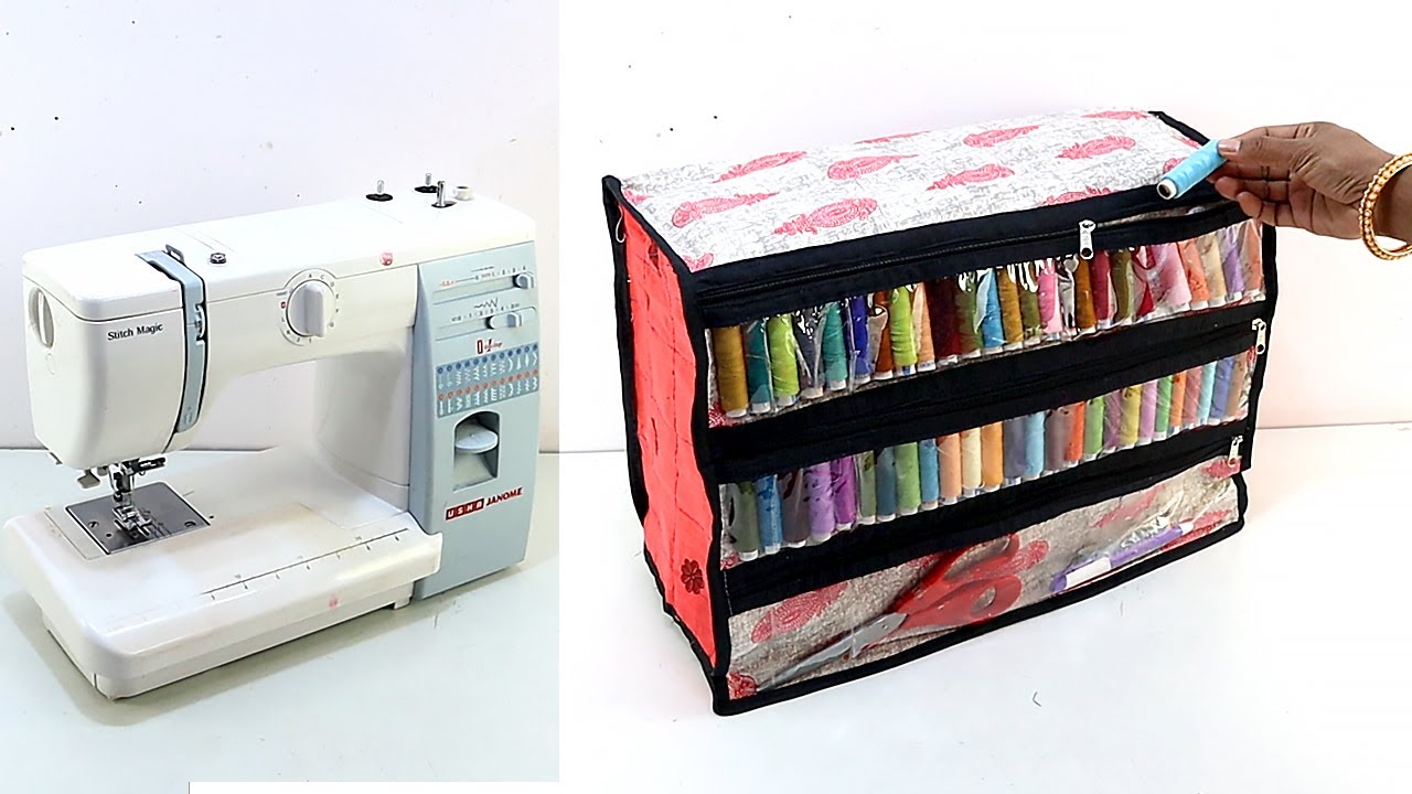 Sewing Machine Covers cum Threads Storage Idea l DIY Sewing Machine Cover l Sonali's Creations