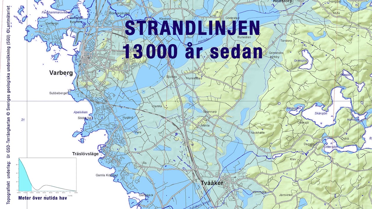 Strandlinjens f&ouml;r&auml;ndring runt Varberg