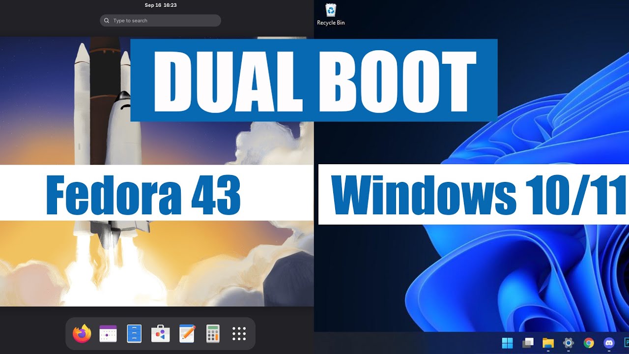 Как выполнить двойную загрузку Fedora 43 и Windows 10/11