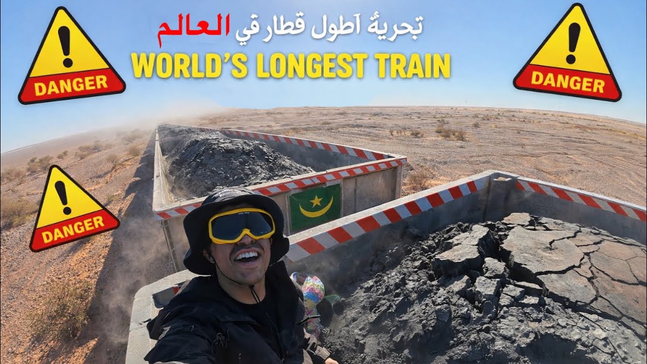تجربة اطول قطار في العالم واغرب تجربة ممكن تعشيها 🤯🇲🇷 #سفر #موريتانيا #مغامرات 