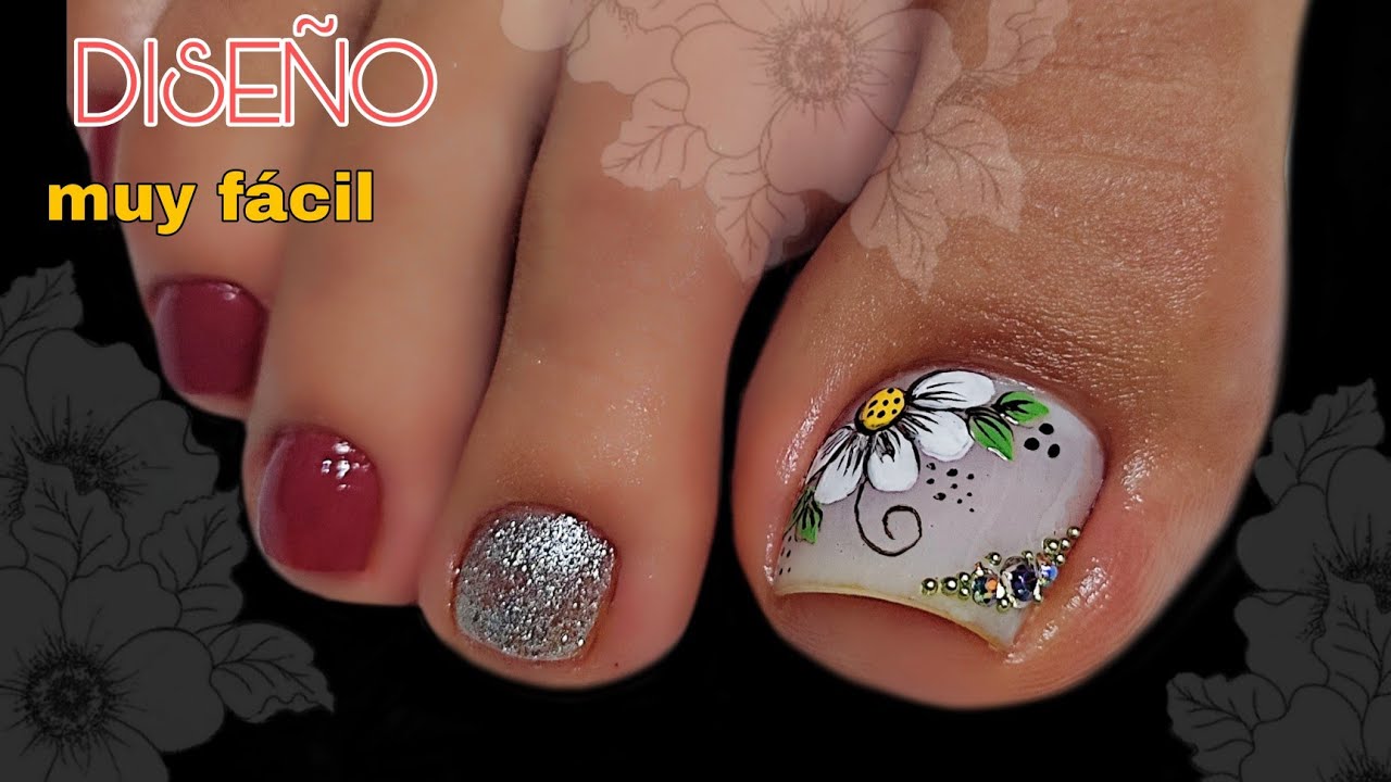 Diseño PARA PIES/ #uñasdecoradas #decoraciondeuñasfacil #arteenuñas #nailart #nailarttutorial 😍