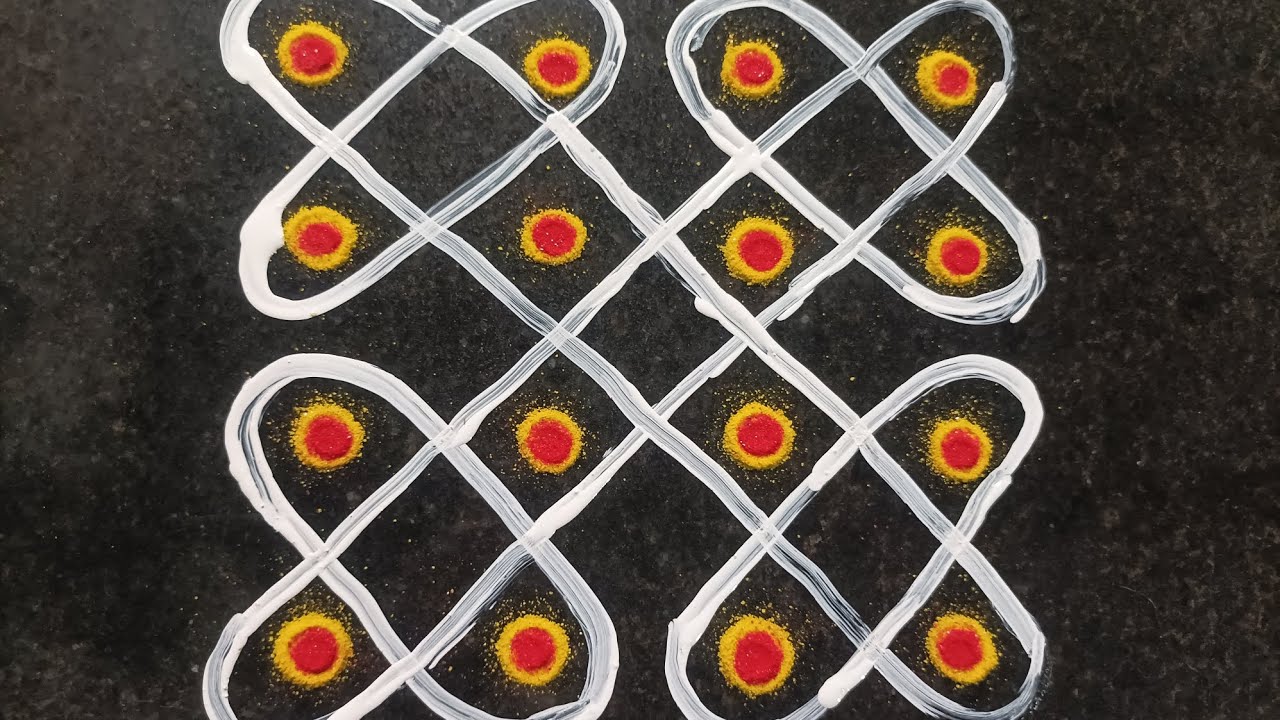 4×4 Dots beautiful Rangoli Designs 🌸✨#satisfyingvideo #begginers #dotsrangoli #youtube #viralvideo 