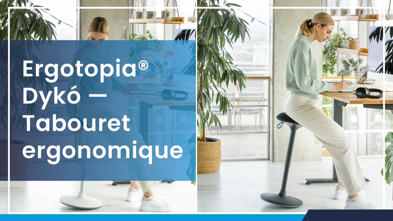 Ergotopia Dyk&oacute;&reg; - Tabouret debout ergonomique avec r&eacute;glage de hauteur en continu