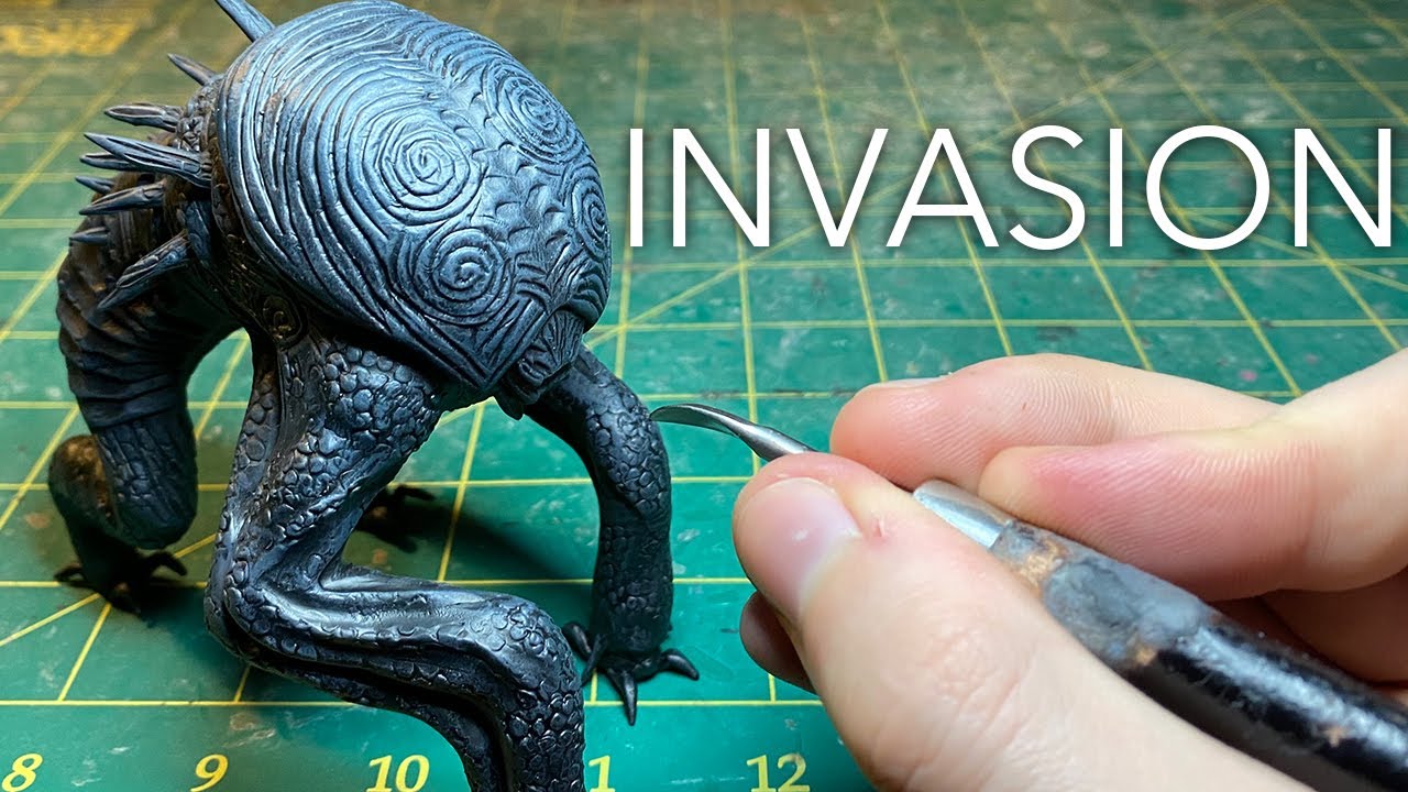Sculpting a Hunter Killer from Apple TV's Invasion, Polymer clay.