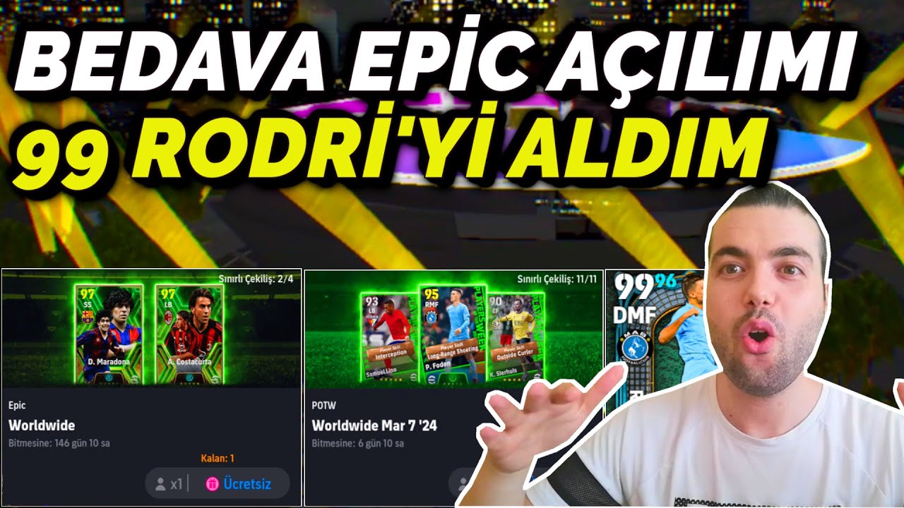 BEDAVA EPİC PAKET AÇILIMI 🔥 POTW & ADAYLI SÖZLEŞME 99 RODRİ DENEME MAÇLARI (eFootball 2024 Mobile )