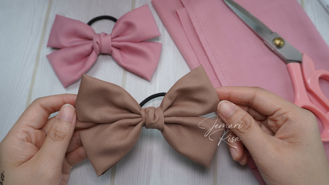 Pita Simple Dua Lapis 🎀🎀🎀 Cara Membuat Pita Rambut Simple dari Kain Katun