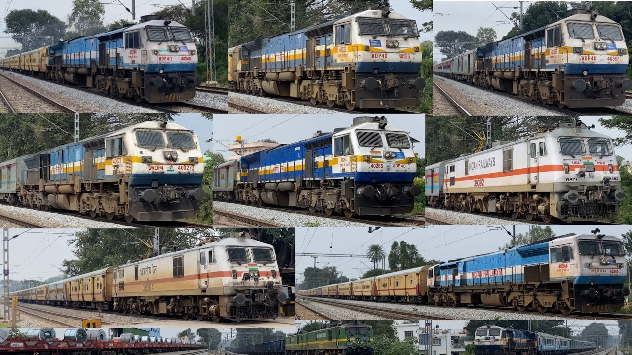 HIGH SPEED TRAINS on Bangalore - Hubli - Shimoga Line DIESEL & ELECTRIC 100+kmph 26 in 1 PART 12 |IR
