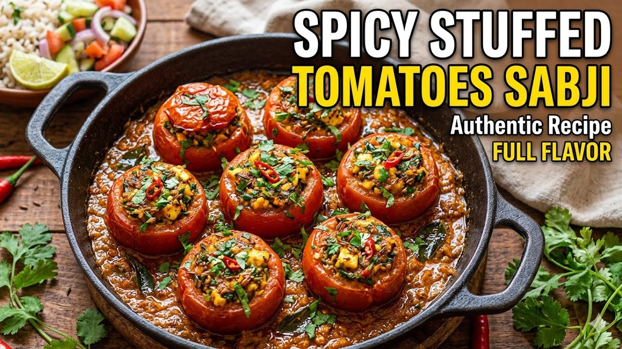 Spicy Stuffed Tomatoes Sabji | Bharwa Tamatar Recipe
