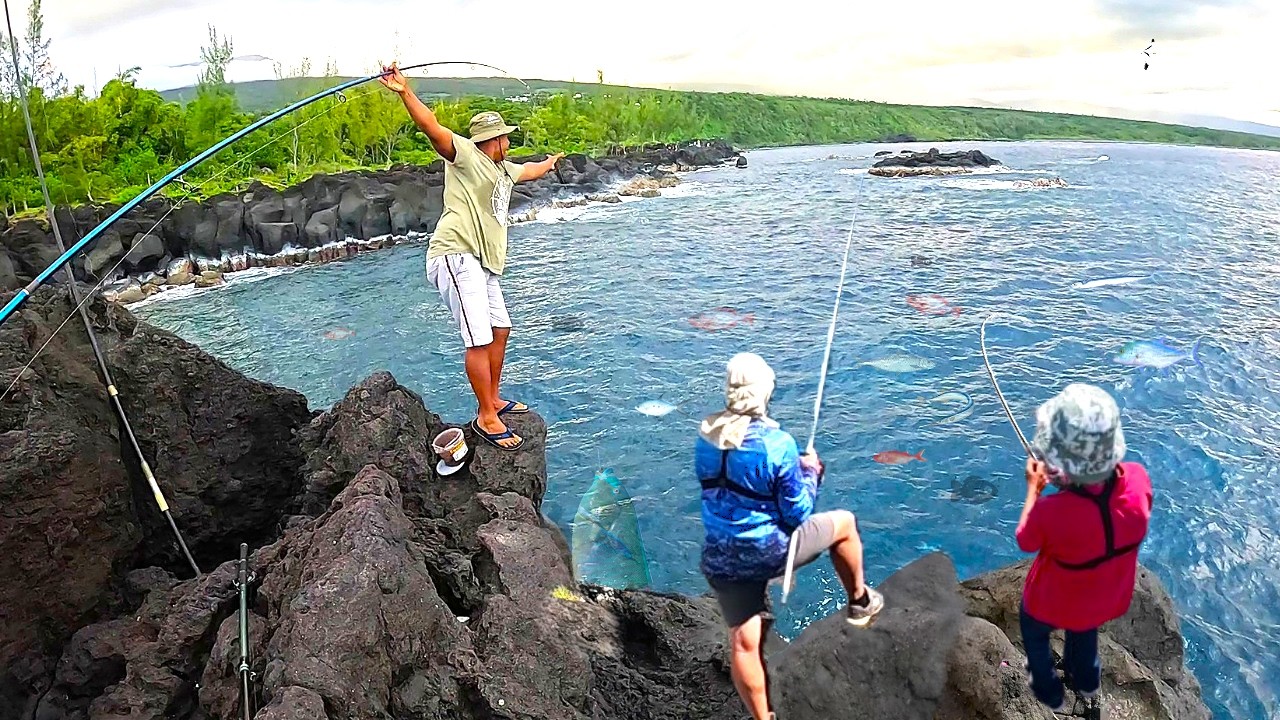 il P&ecirc;che un GROS du Bord Juste &agrave; C&ocirc;t&eacute; (FISHING &agrave; la REUNION 974 )