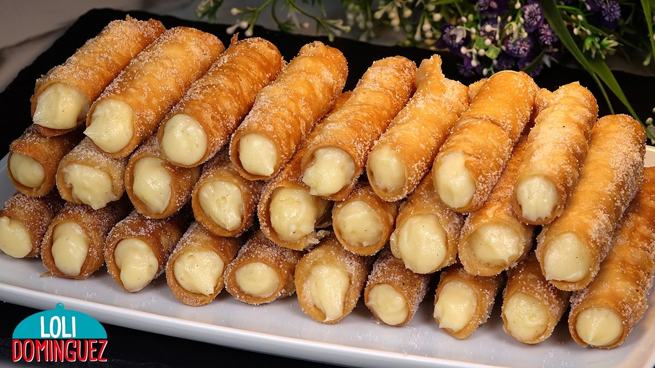 CA&Ntilde;ITAS FRITAS RELLENAS DE CREMA PASTELERA. Tradicional y delicioso postre muy r&aacute;pido #LoliDom&iacute;nguez