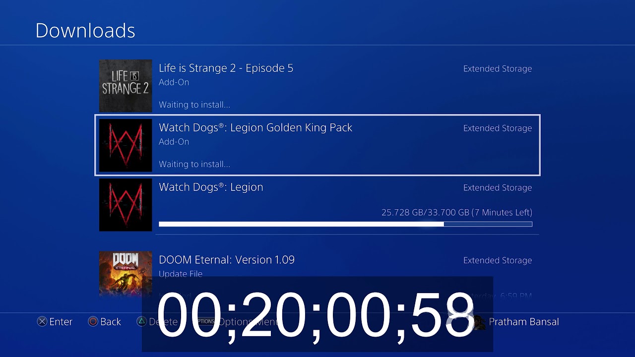 Downloading Watch Dogs Legion at 200Mbps on PS4 Pro (Tata Sky Fiber Optics Internet)