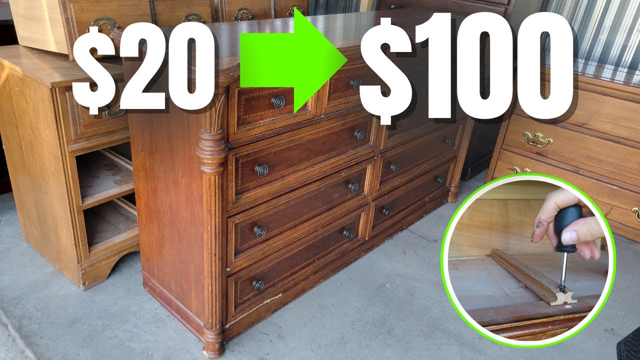 $20 Dresser Flip — Simple Drawer Fixes Made $100 Profit