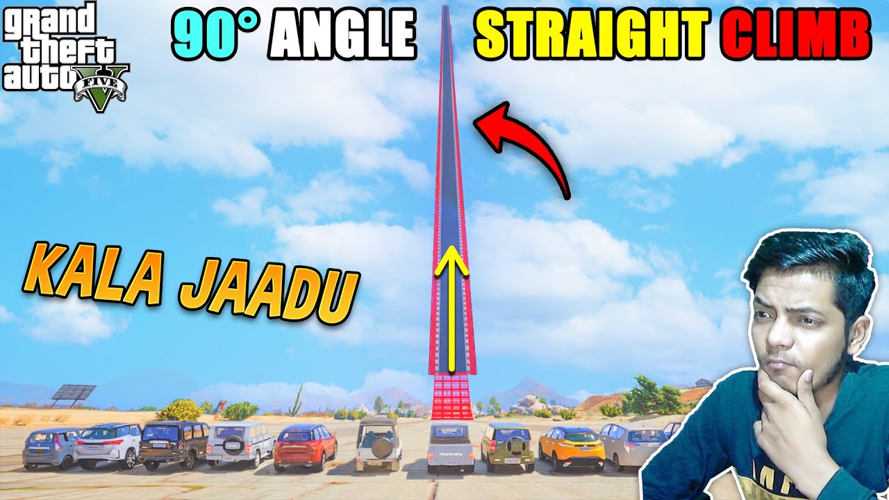 GTA 5 | Can Indian Cars Climbing 90° Angle Straight Ramp With Kala Jaadu Part-10