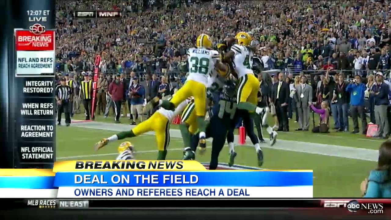 NFL, Referee Union Reach Deal, End Lock Out; Green Bay Packers-Seattle Seahawks Call Help Deal?