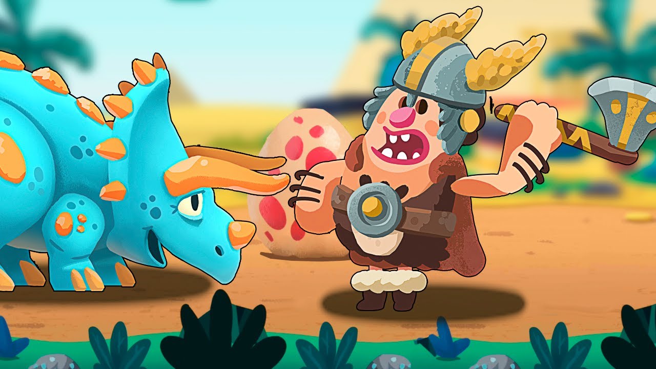 DINO BASH 2 Динозавры Атака Троглодитов #4 веселые видео игры про динозавров. Dinosaurs.