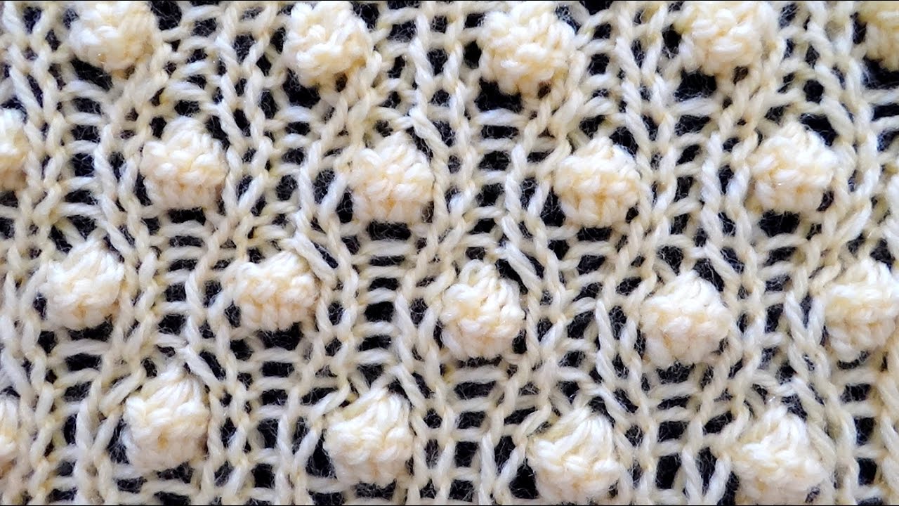 Cómo Tejer Punto Garbanzo Calado 2 agujas, tricot, palitos, knitting  (362)
