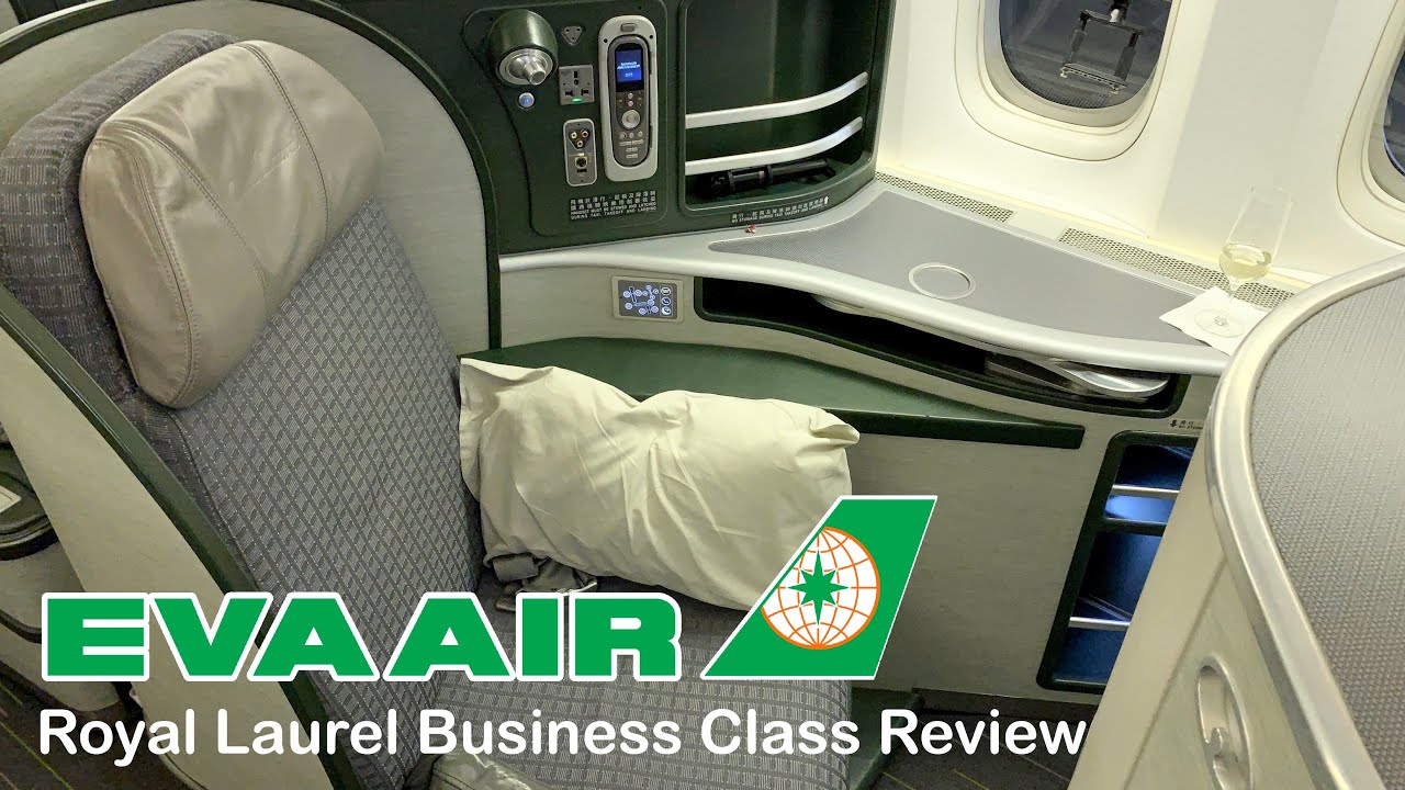 EVA Air Royal Laurel BUSINESS CLASS Review B777-300ER Taipei - LAX (BR012)