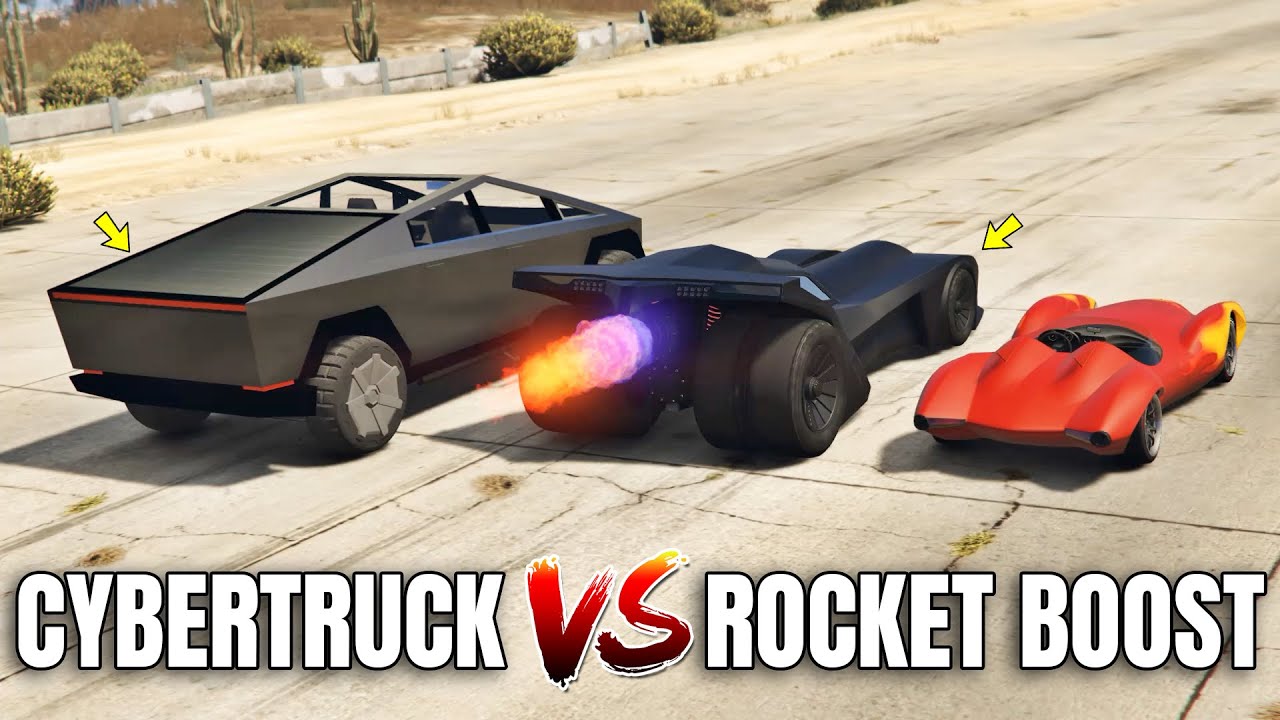 GTA 5 ONLINE - CYBERTRUCK VS ROCKET BOOST VEHICLE (WHICH IS FASTEST?)