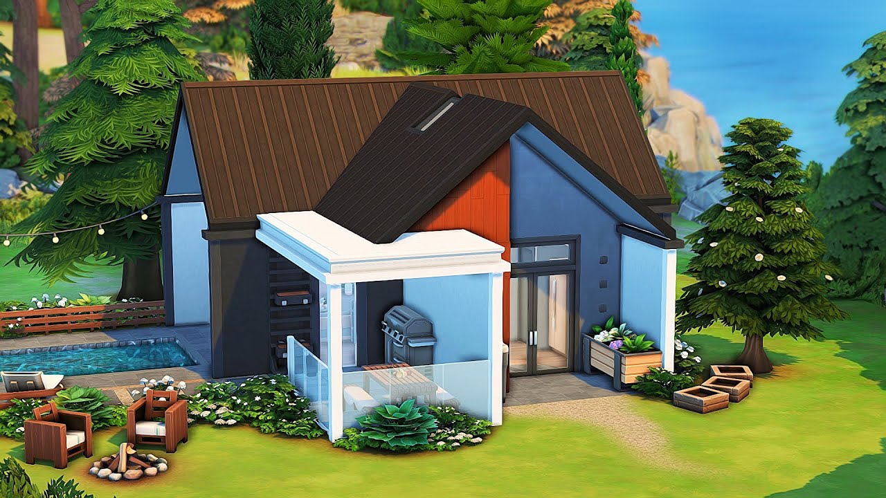 TINY MODERN FOREST CABIN 🌲 | The Sims 4 Speed Build