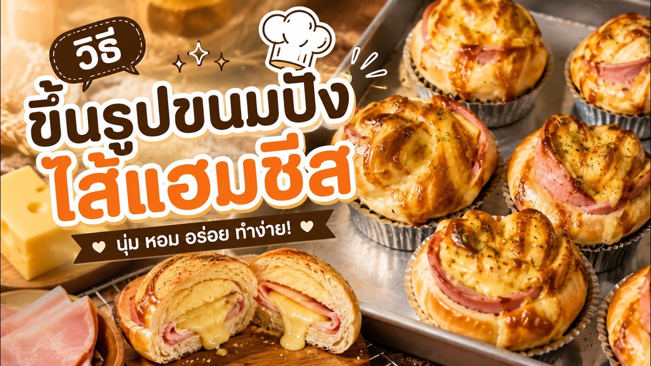 Ep : 13 วิธีขึ้นรูปขนมปัง ใส้แฮมชีส  | Homemade Bread