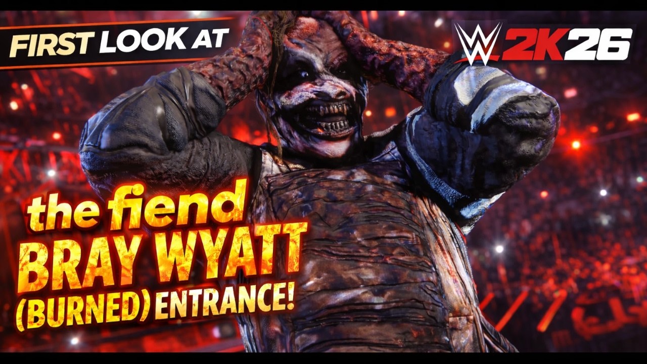 The Fiend Bray Wyatt (Burned) Full Entrance in WWE 2K26 .