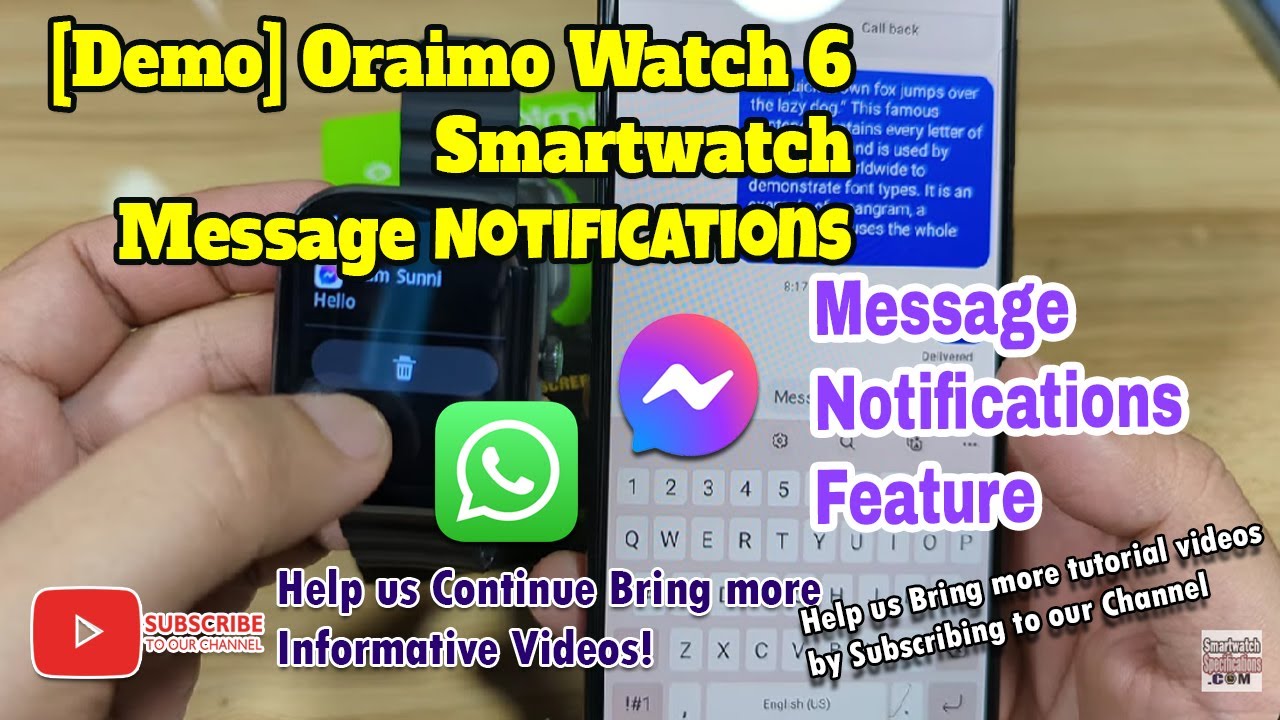 [Demo] Oraimo Watch 6 Smartwatch Message Notifications - Messenger, WhatsApp 