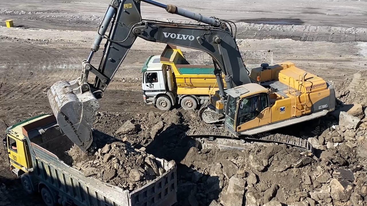 Volvo EC700C Excavator Loading Trucks