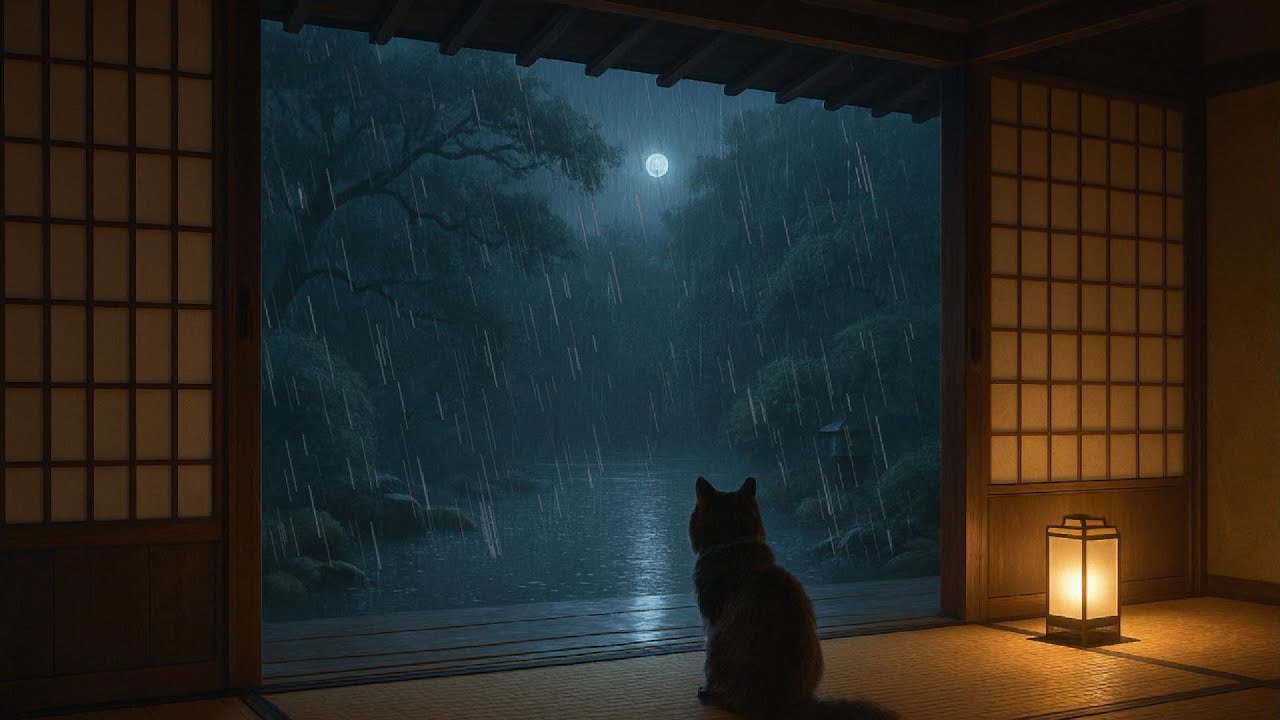 Rain Sounds for Deep Sleep — Rain Only (No Music, No Thunder) | Moonlight with Ben 🐾 (2 Hours)