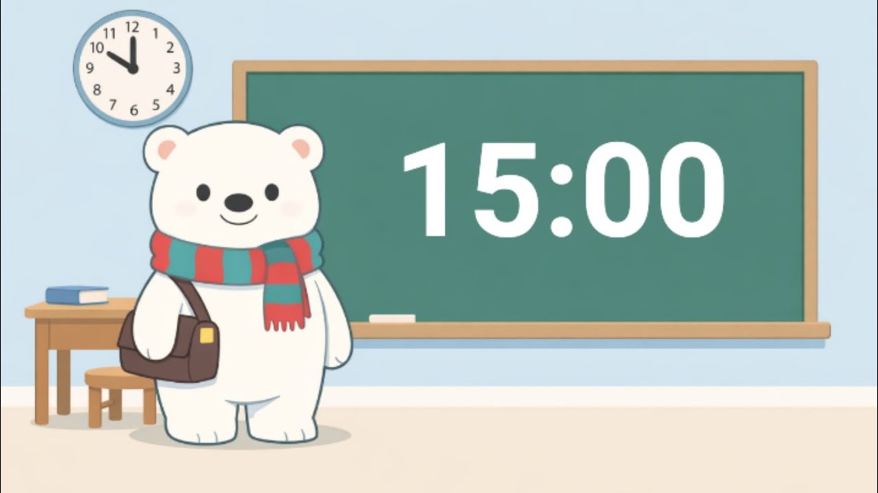 15-Minute Polar Bear Classroom Timer 🐻‍❄️ | Calm Focus Time