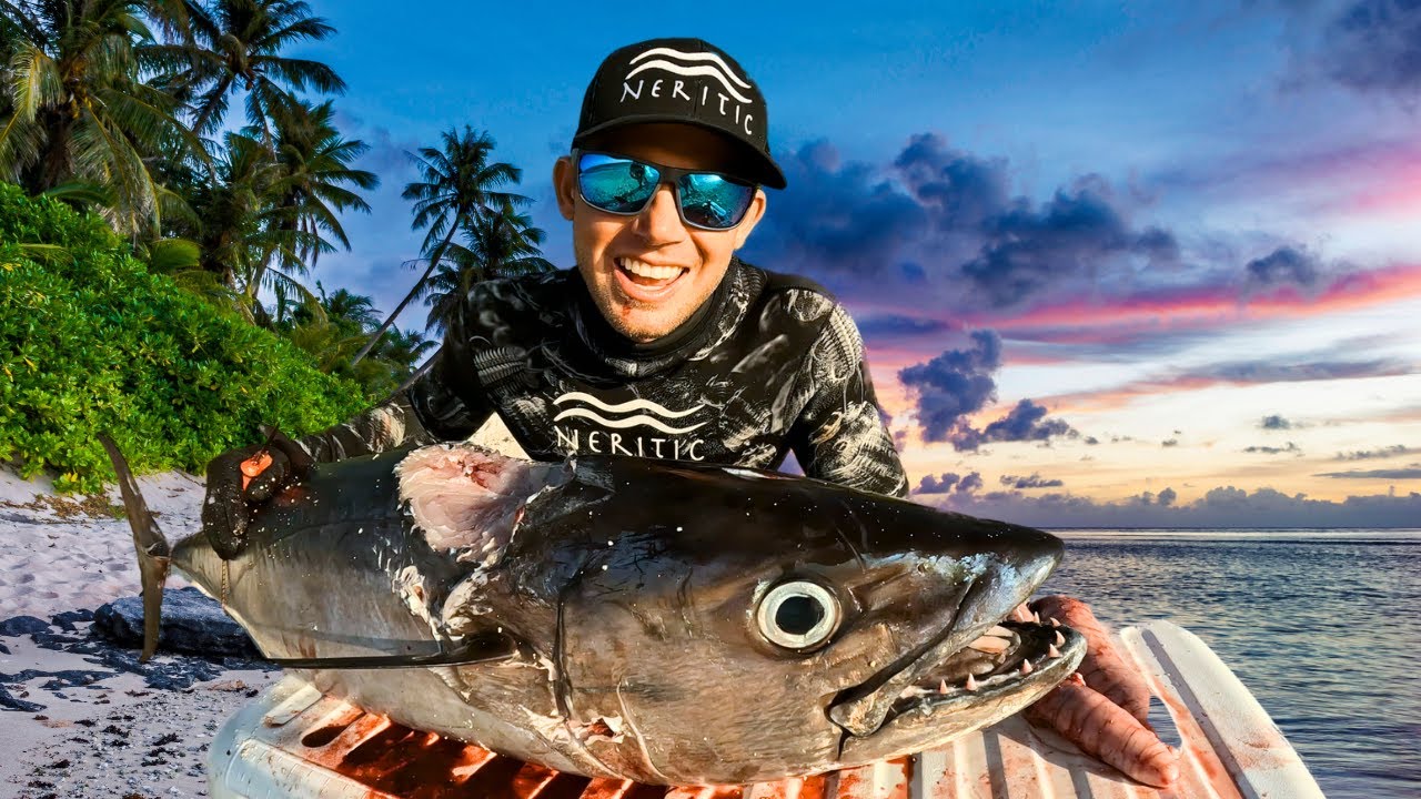 Spearfishing Fiji Dogtooth Tuna| Camping On Remote Island  | Honeymoon Trip With My Wife