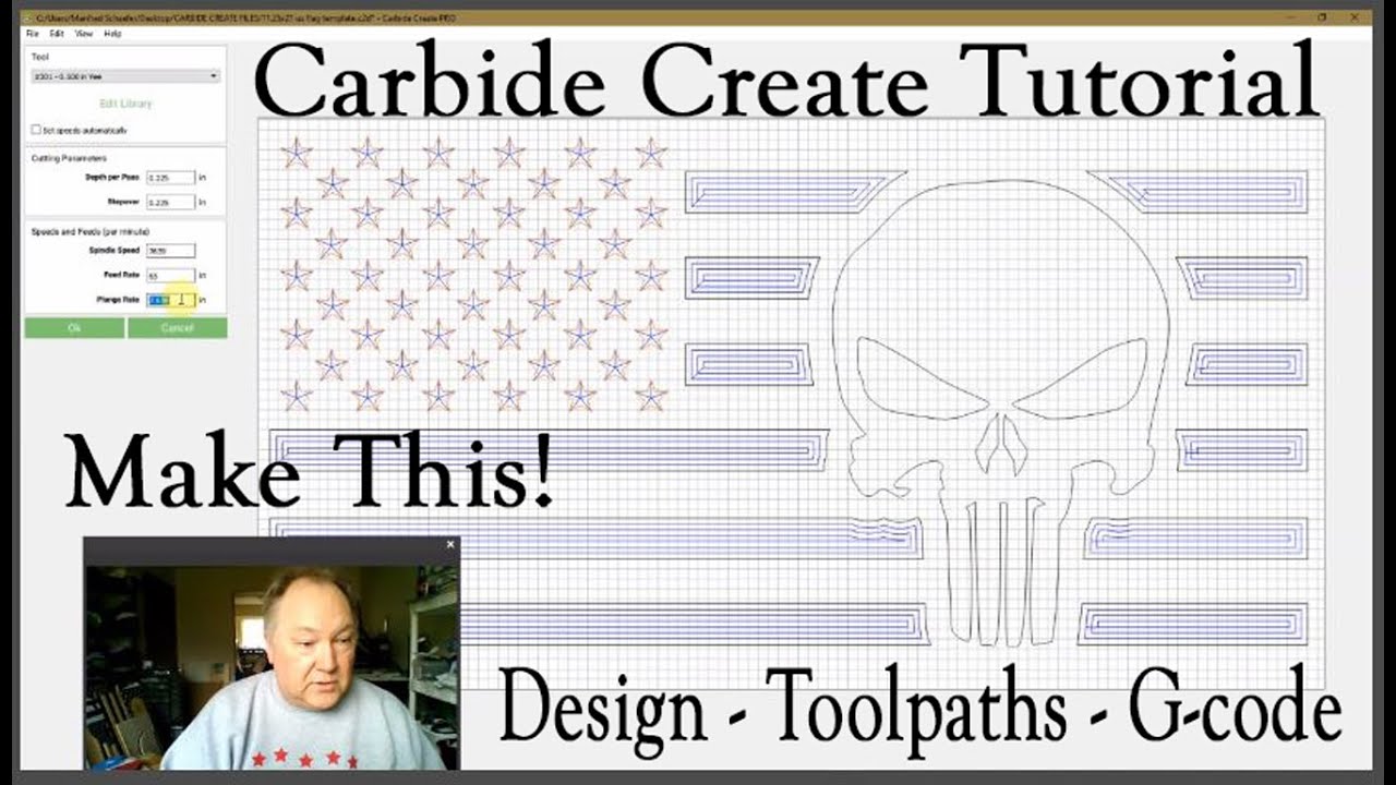 Carbide Create Tutorial for American flag with The Punisher