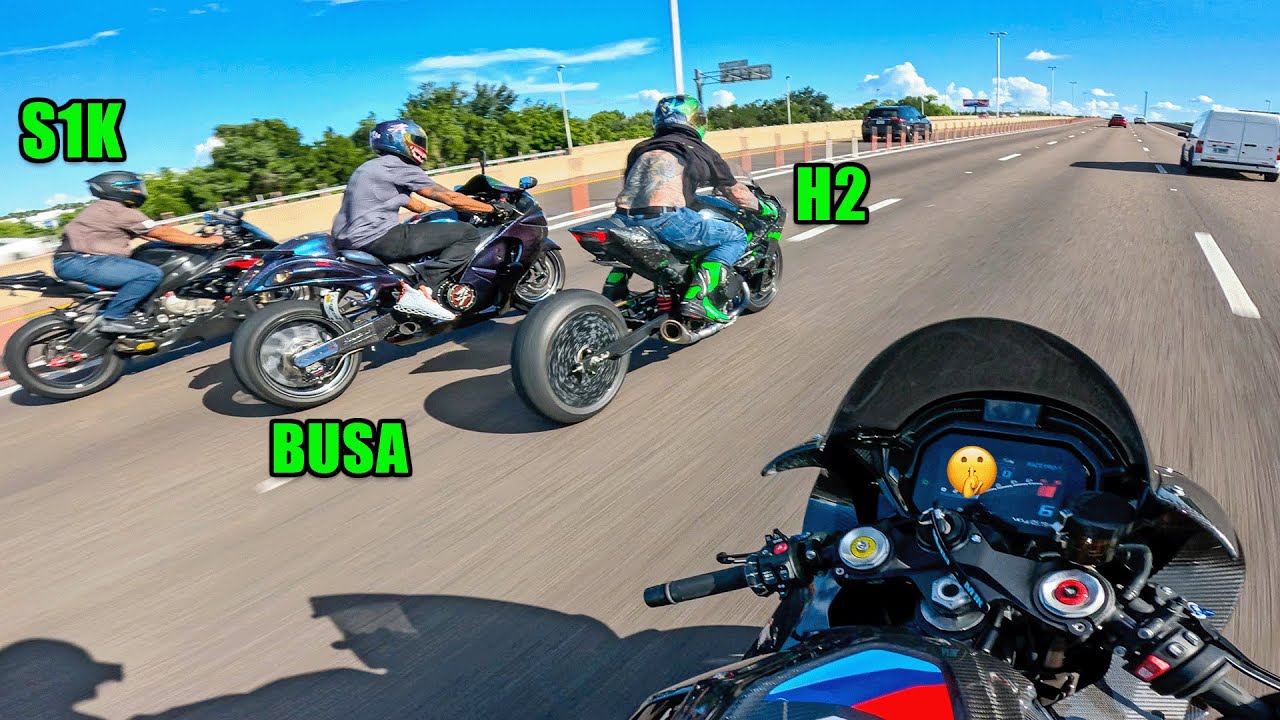 350HP Ninja H2, Hayabusa, & M1000RR Go On A Beach 