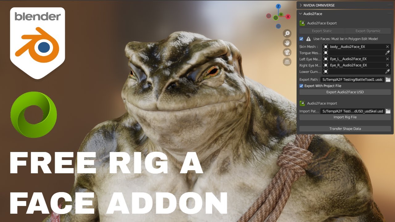 Rig a Face Blender Addon for FREE - Nvidia Omniverse Audio2Face
