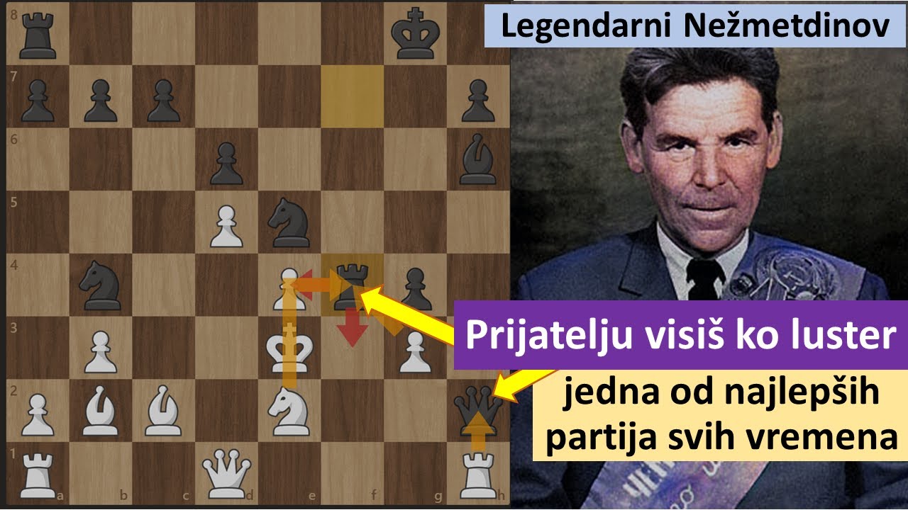 Nežmetdinov žrtvuje damu - jedna od najlepših partija ikada - staroindijska odbrana