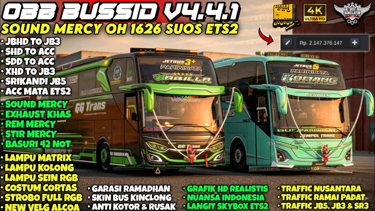 UPDATE BUSSID v4.4.1‼️ OBB BUSSID v4.4.1 Sound Mercy OH 1626 Suos ETS2 | Full ACC + Grafik Realistis