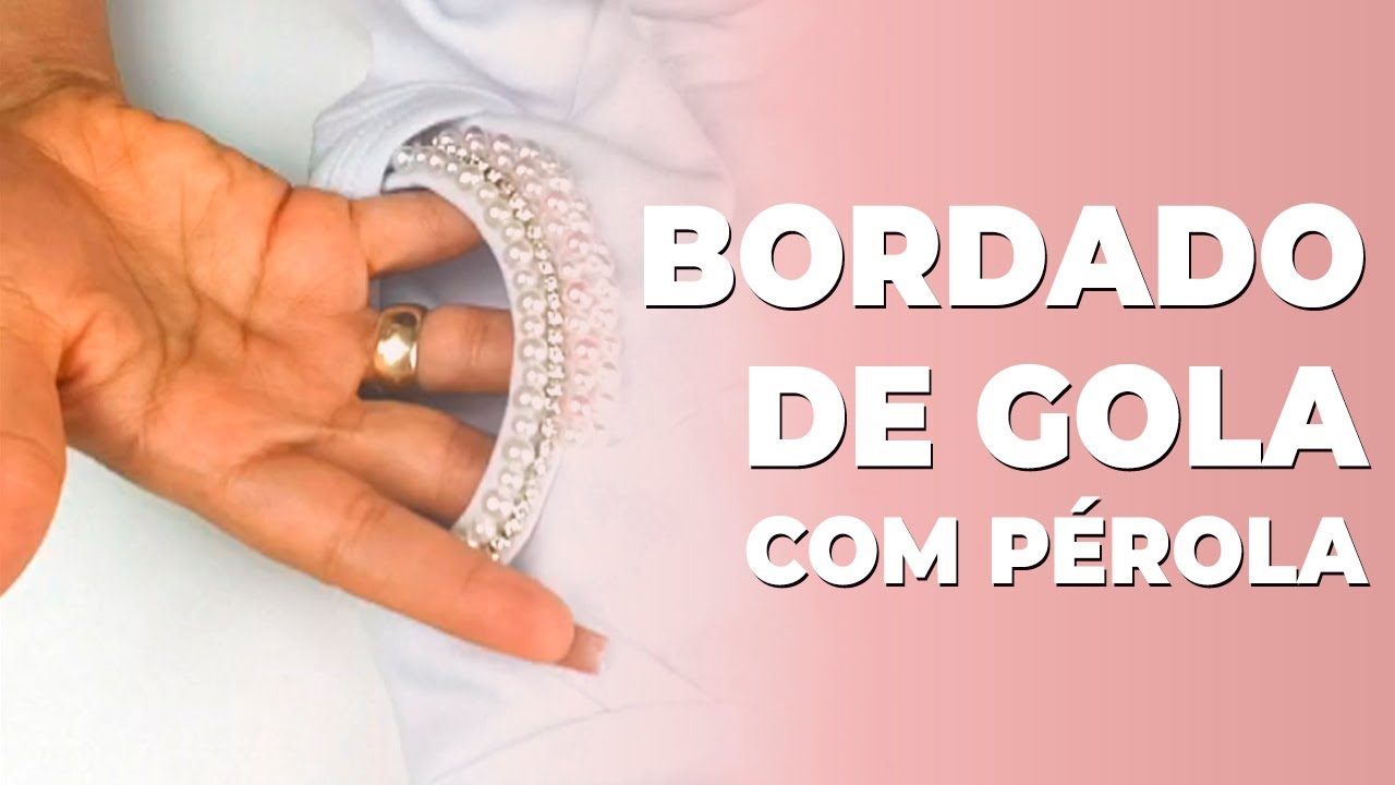 Bordado da gola com pérola - Ateliê Ludmila Amaral