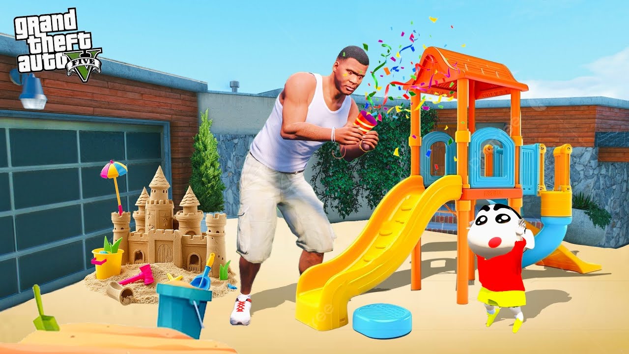 Franklin Builds an Amazing Park for Shinchan & Pinchan Near His House in GTA 5!