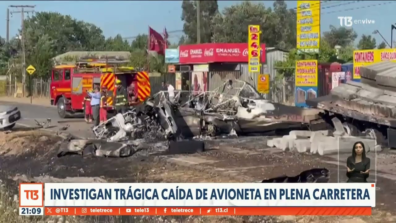 Investigan trágica caída de avioneta en plena carretera en Talca