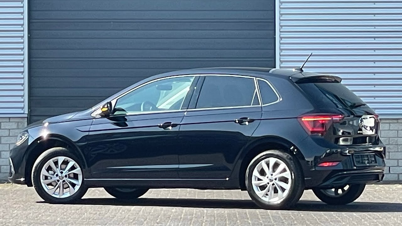 Volkswagen NEW 2022 Polo Style in 4K Deep Black Pearl 16 inch Palermo walk around & detail inside