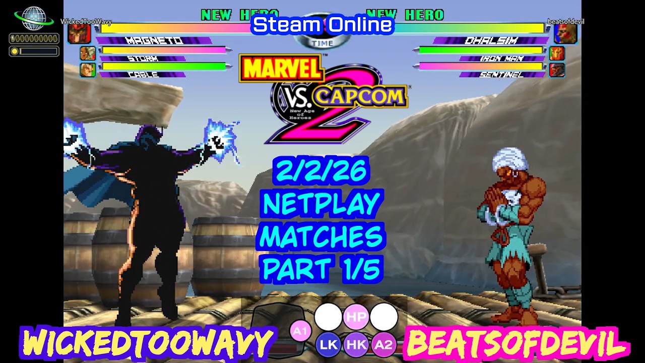 MvC2 Dhalsim BeatsofDevil против WickedTooWavy 02.02.2026, часть 1 из 5, Steam Netplay